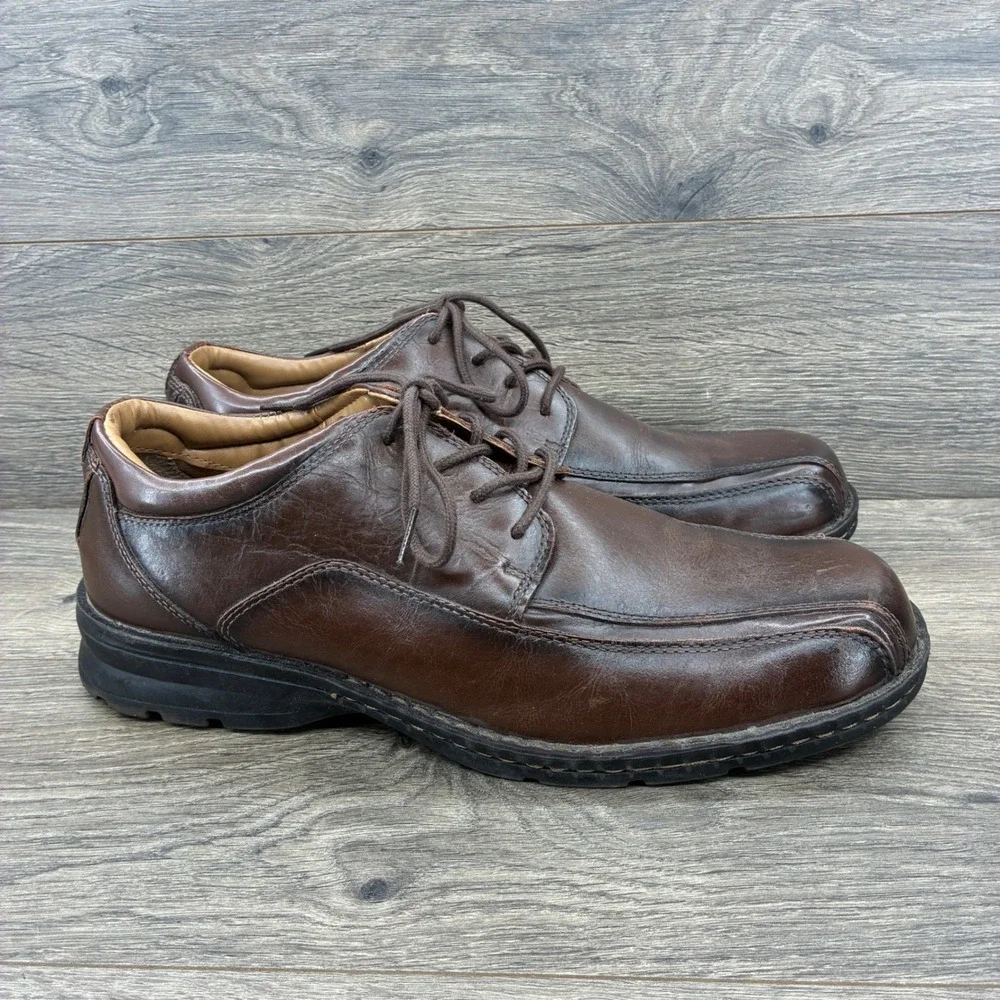 Dockers Pro Style Mens Brown Leather Oxford Dress Shoes Lace Up Comfort 13M